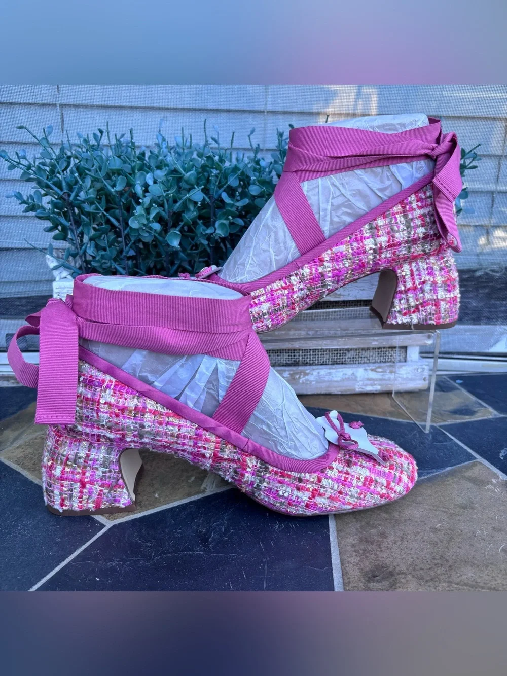 Circus By Sam Edelman Della Ankle Wrap Pump Size 9.5 Pink Multi Block Heel